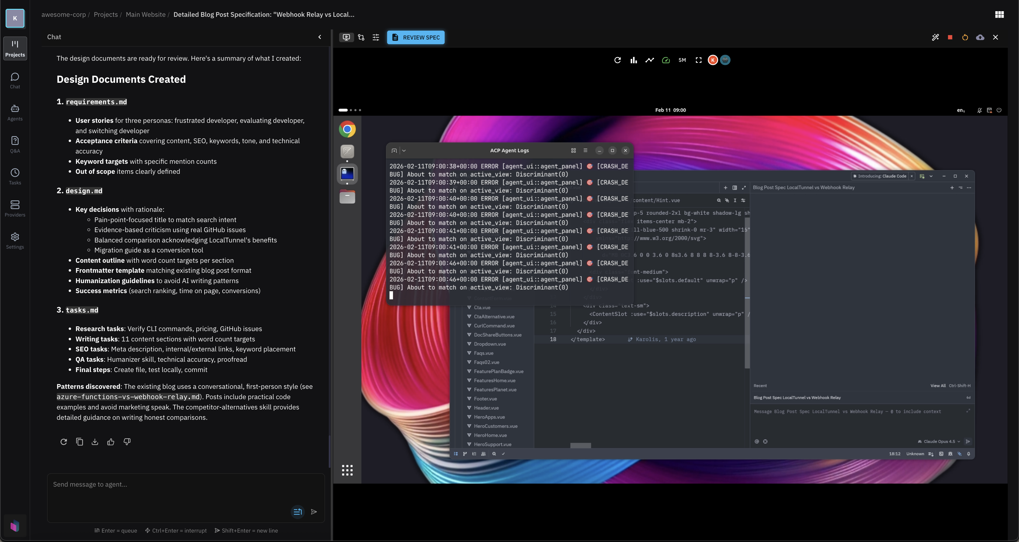 Collaborate on the spec task