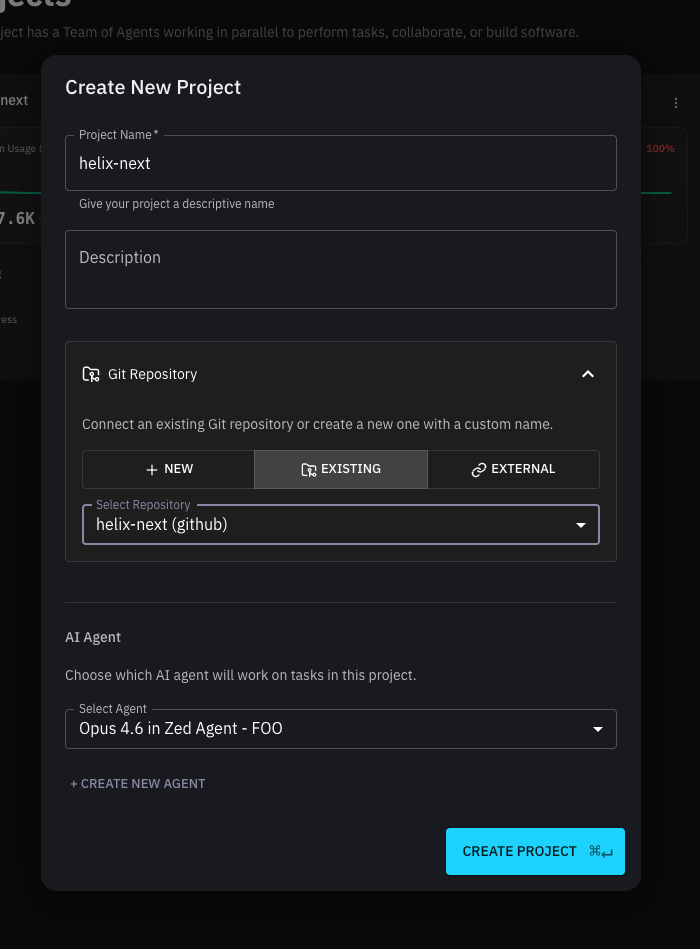 Creating new project